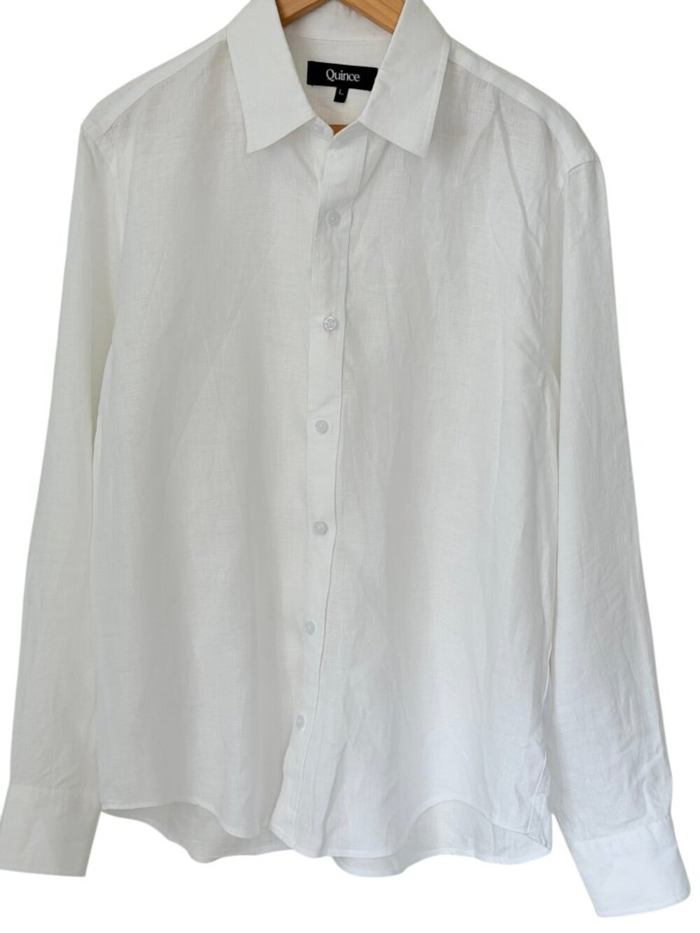 NWOT Quince 100% Premium European Linen Long Sleeve Button Up Shirt White Large